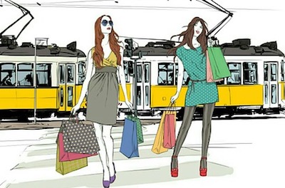2人の女性が買い物している様子